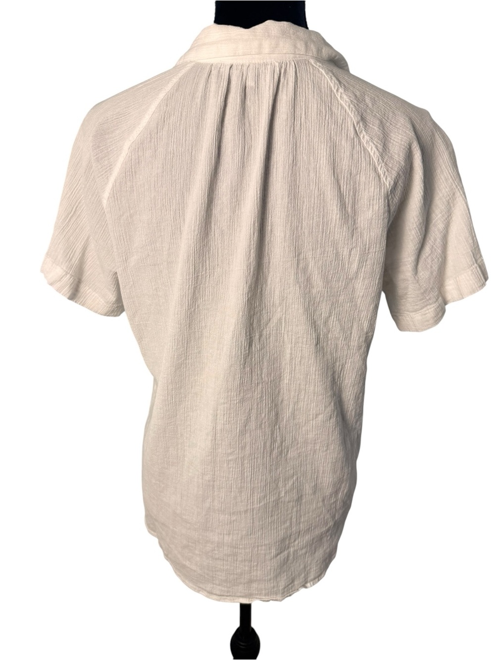 Madewell | White Cotton Short-Sleeve Button-Down Gauze Shirt | Sz M - Picture 4 of 7